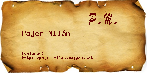 Pajer Milán névjegykártya